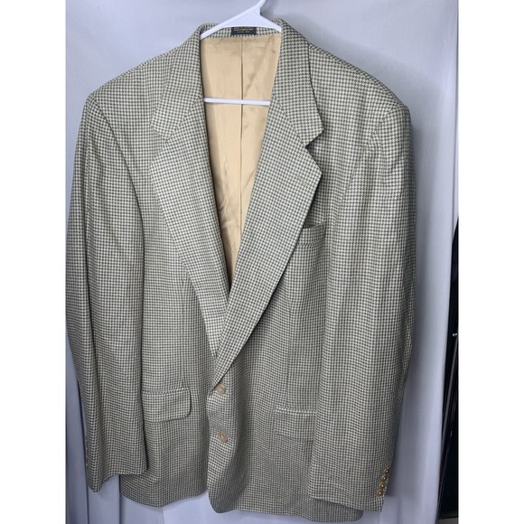Mens Large Hounds‎ Tooth Tan Suit Jacket Lona Moda Italy Sports Coat Blazer - Picture 1 of 12